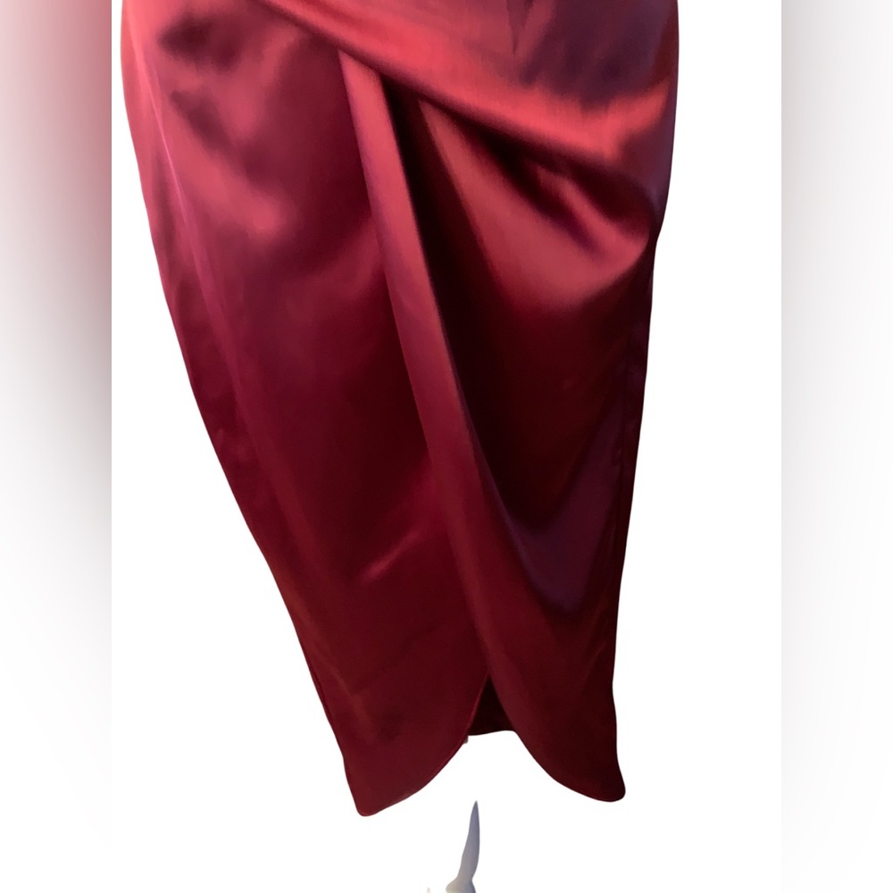 NWOT DO+BE Women One-Shoulder Wine Red Dress Satin Fabric 100% Polyester.Small - Picture 8 of 16